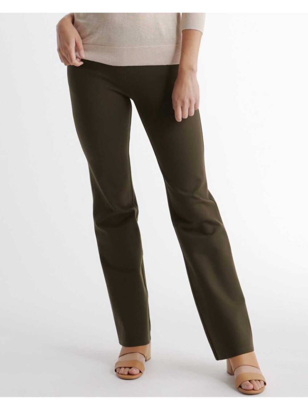 Quince Ultra-Stretch Ponte Bootcut Pants Olive Green Size L / 32